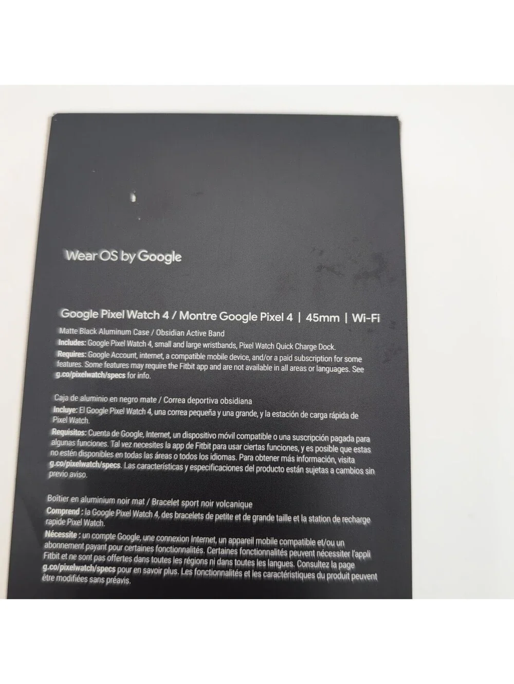 GOOGLE Pixel Watch 4 45mm WIFI Retail Box Packaging Replacement *EMPTY BOX* only
